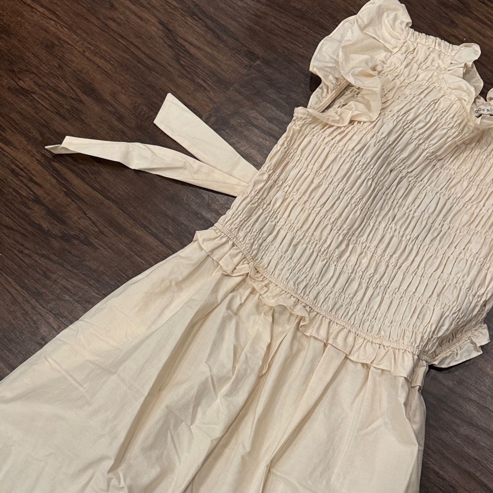 Cream Women’s Dress with Ruffled Sleeves - Picture 6 of 11
